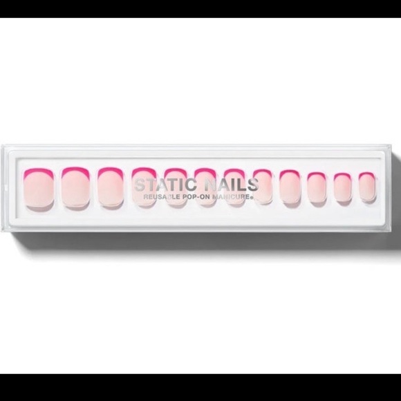 Static Nails square reusable nails reverse french pink - Picture 1 of 5